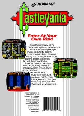 Castlevania (USA) (Rev 1) box cover back